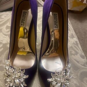 Badgley Mischka Purple Crystal Embellished Heels